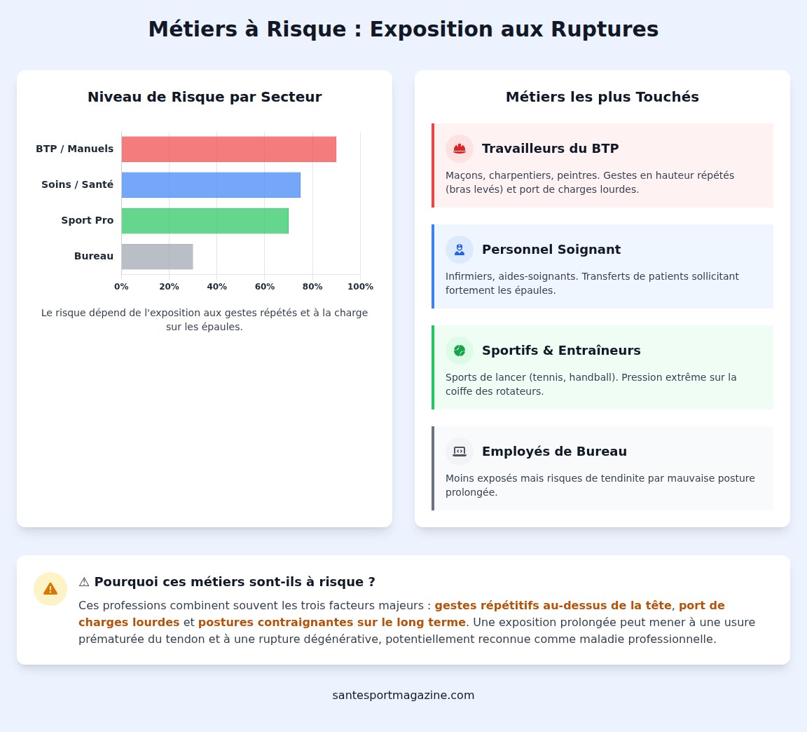 infographie Quels métiers sont les plus impactés par cette lésion ?