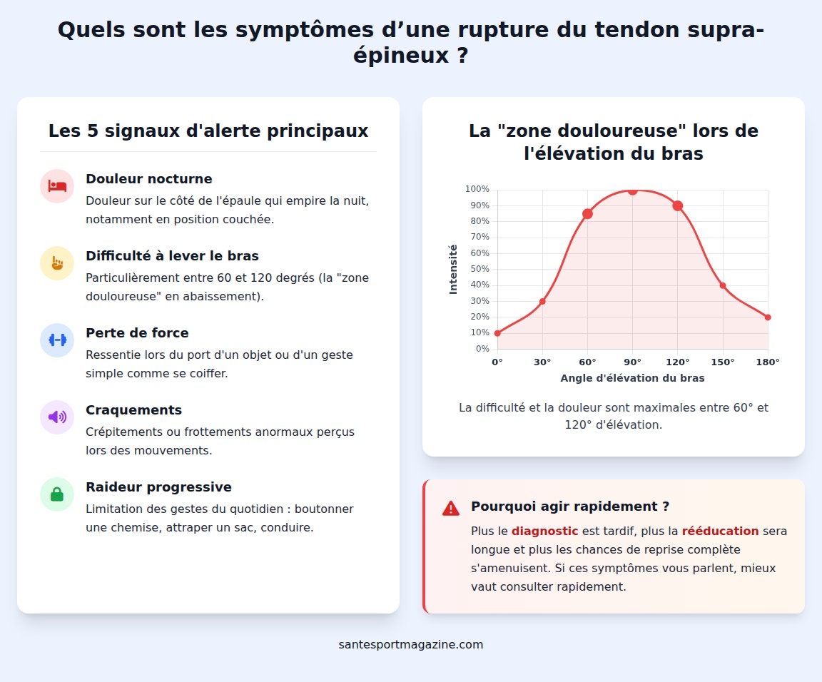infographie Quels sont les symptômes d’une rupture du tendon supra-épineux ?